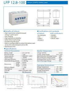 KSTAR BATTERY LITHIUM 12V100A LFP12.8-100