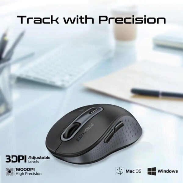 PROMATE 2.4GHz Ergonomic Wireless Optical Mouse,low