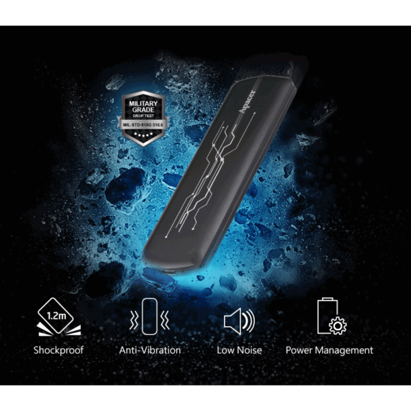 APACER SSD HARD DRIVE 1TB AS722 EXTERNAL USB 3.2 GEN2 NVME TYPE C AP1TBAS722B-1