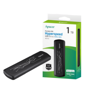 APACER SSD HARD DRIVE 1TB AS722 EXTERNAL USB 3.2 GEN2 NVME TYPE C AP1TBAS722B-1