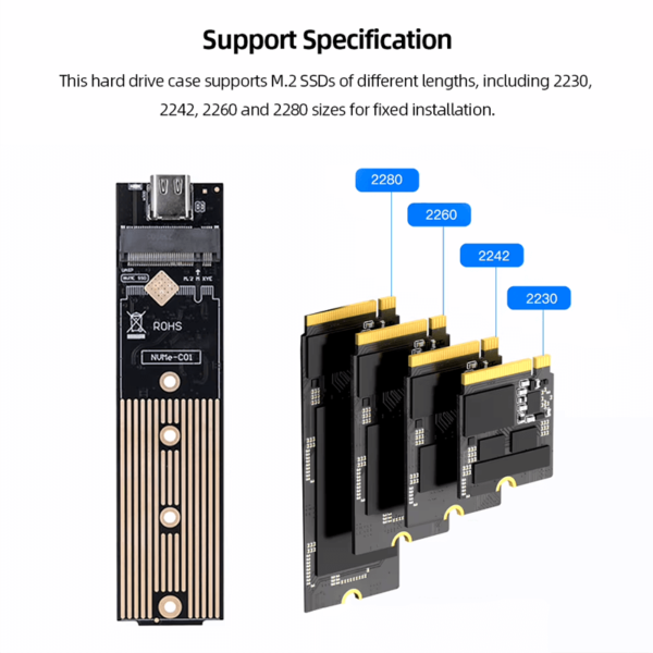 BOARD-X HDD ENCLOSURE M.2 NVME USB TO USB-C ALUMINIUM