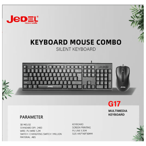 JEDEL KEYBOARD MOUSE COMBO G17 ENAR WIRED BLACK