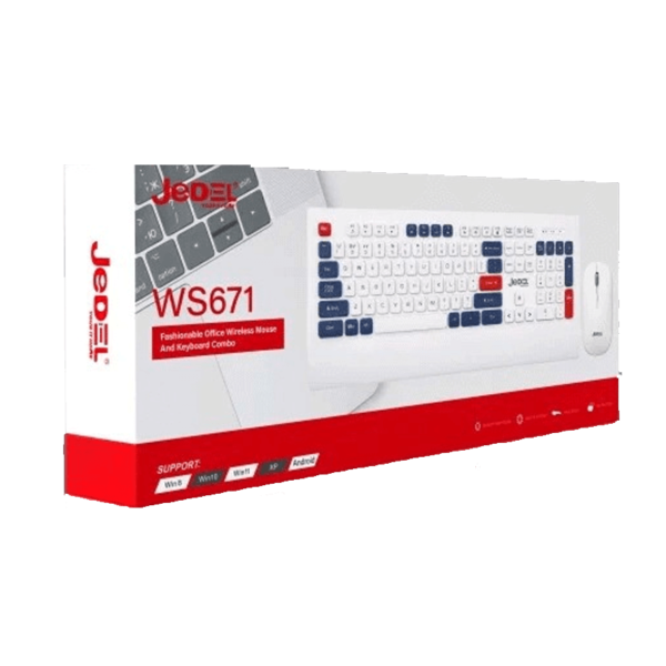 JEDEL KEYBOARD MOUSE COMBO WS671 ENAR WIRELESS WHITE