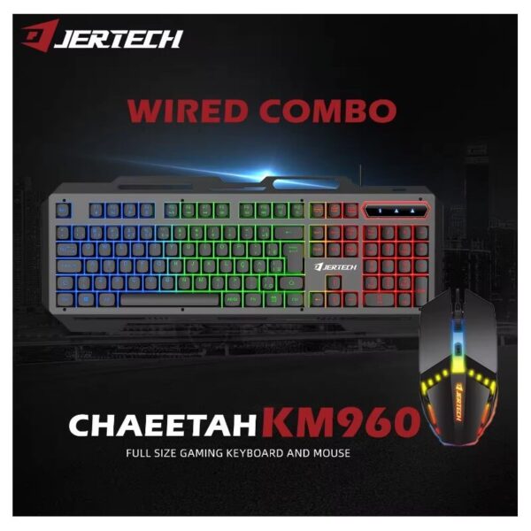 JERTECH KEYBOARD MOUSE COMBO CHEETAH KM960 WIRED MECHANICAL GAMING RGB GREY