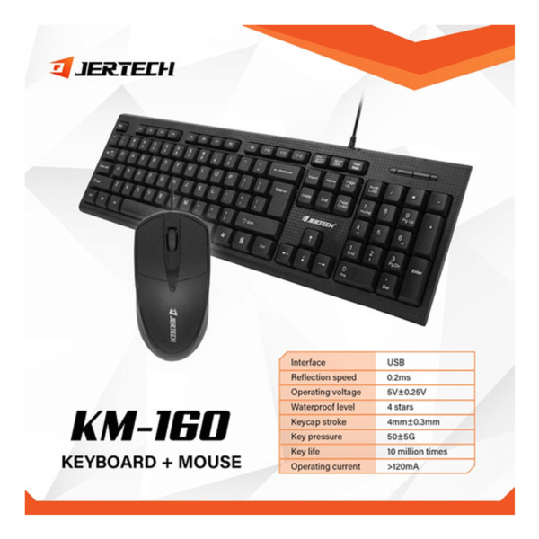 JERTECH KEYBOARD MOUSE COMBO KM160 ENAR WIRED BLACK