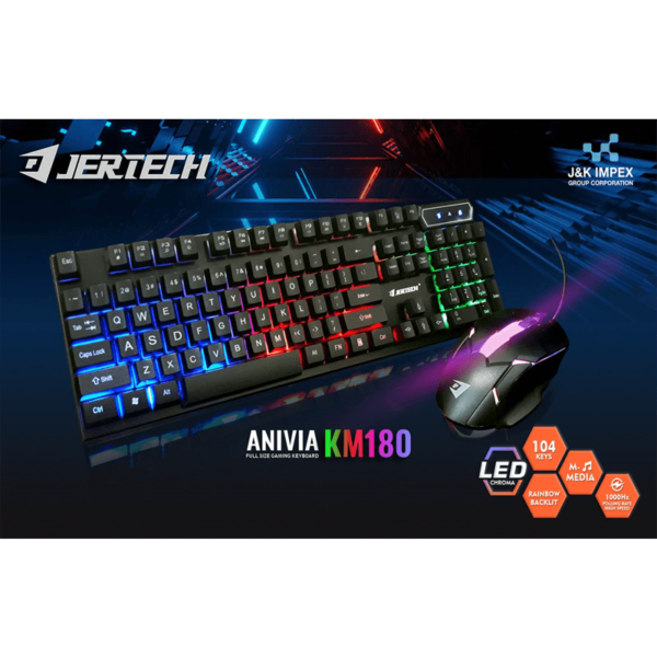 JERTECH KEYBOARD MOUSE COMBO KM180 ENAR WIRED BLACK