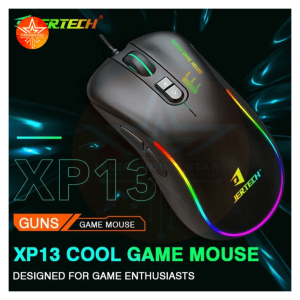 JERTECH MOUSE XP13 WIRED 3600 DPI 7 BUTTONS RGB BLACK
