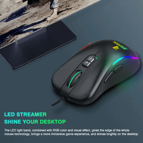 JERTECH MOUSE XP13 WIRED 3600 DPI 7 BUTTONS RGB BLACK