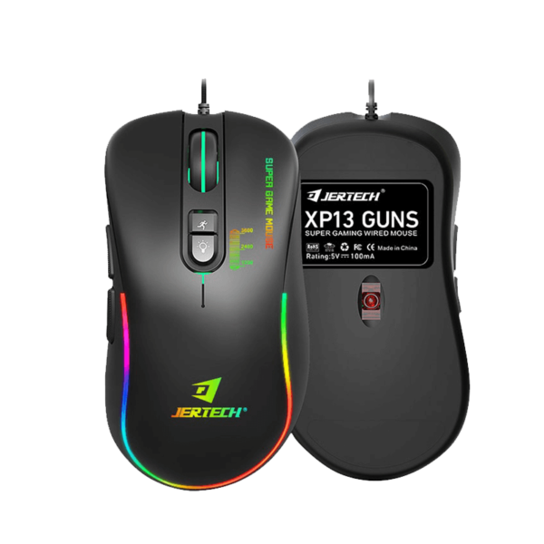 JERTECH MOUSE XP13 WIRED 3600 DPI 7 BUTTONS RGB BLACK