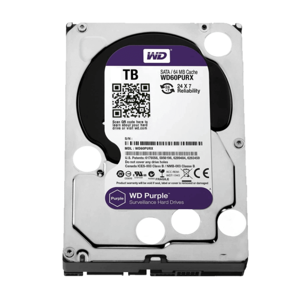 WD HARD DRIVE 3.5 INCH 4TB INTERNAL SURVEILLANCE 64MB 6GBS PURPLE WD40PURX-64AKYY0