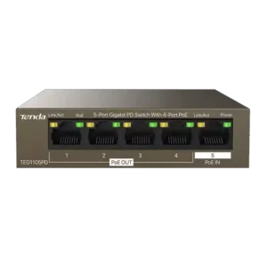 TENDA SWITCH POE PD 5 PORTS GIGABIT (4 POE OUT, 1 POE IN) TEG1105PD UNMANAGED DESKTOP
