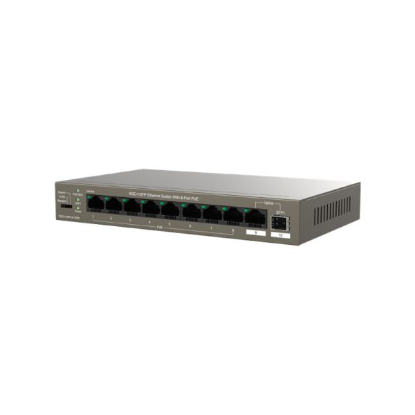 TENDA SWITCH SMART POE 10 PORTS GIGABIT (8POE,1GE,1SFP) TEG1110PF-8-102W UNMANAGED DESKTOP, WALL, AI MANAGEMENT