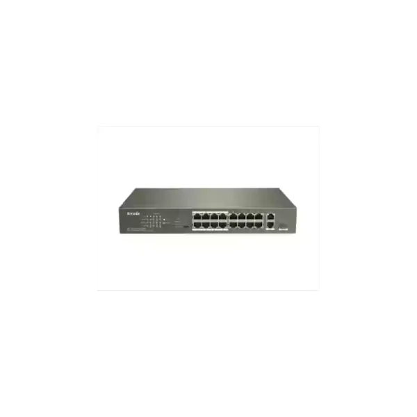 TENDA SWITCH SMART POE 18 PORTS 10100 (16 POE, 2 GIGABIT UPLINK1 SFP) TEF1118P-16-150W UNMANAGED RACK