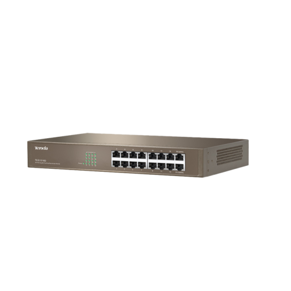 TENDA SWITCH SOHO 16 PORTS GIGABIT ETHERNET TEG1016D UNMANAGED RACK