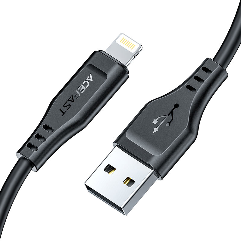 ACEFAST C3-02 USB to Lightning TPE Charging Data Cable - Fast Charging - 1.2m Length - Black | ACEF-C3-02