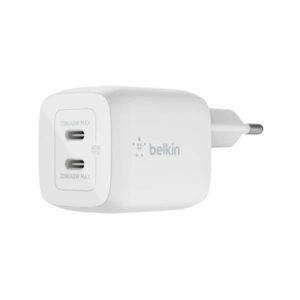 Belkin Boost Charge PRO Dual USB-C GaN Wall Charger with PPS 45W,White | WCH011VFWH
