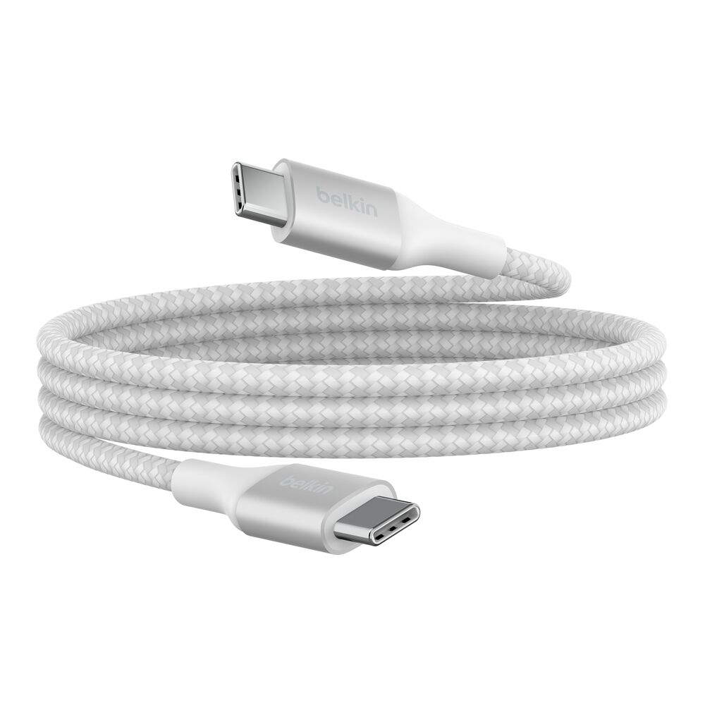 Belkin BoostCharge USB-C to USB-C Braided Cable 240W 1m – White | CAB015BT1MWH