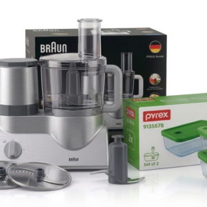Braun Food Processor FP3233 + Free Pyrex Set of 2 Lunchbox 913S678 Bundle