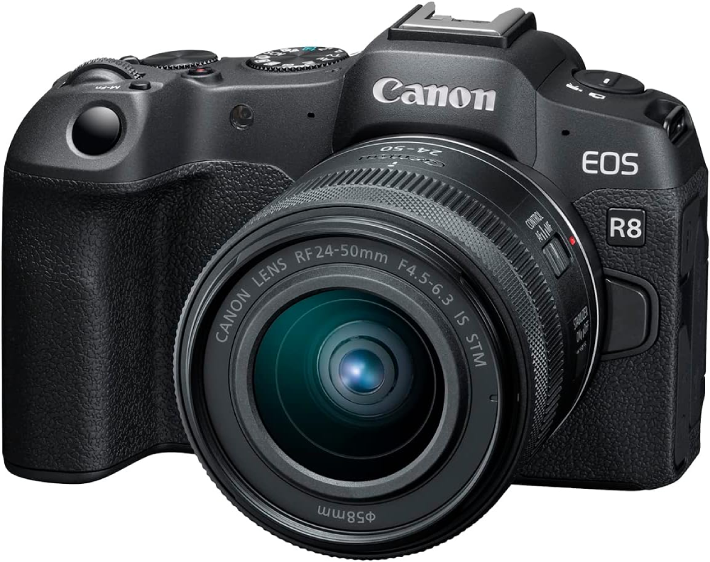 Canon EOS R8 Mirrorless Camera RF24-50mm F4.5-6.3 IS STM Lens Kit, Full-Frame Hybrid Camera, 24.2 Megapixel CMOS Image Sensor, 4K Video, Content Creator Vlogging Camera