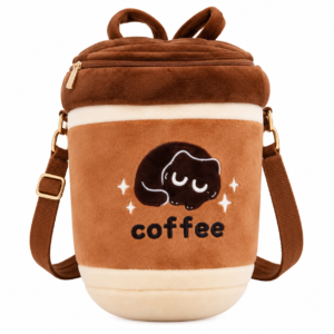 Cute Coffee Cup Plush Crossbody Bag - Brown | Z1184