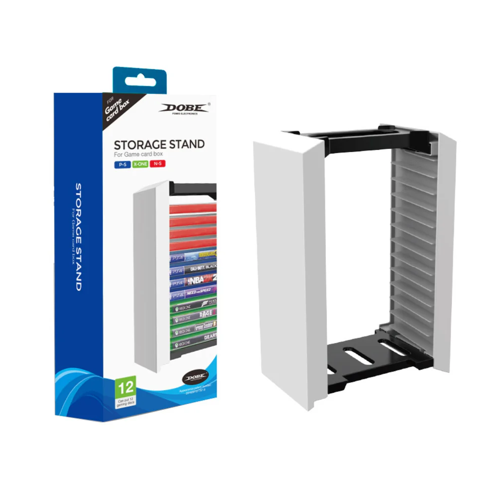 DOBE Game Disc Storage Stand for PS5, PS4, Xbox & Nintendo Games - Black/White