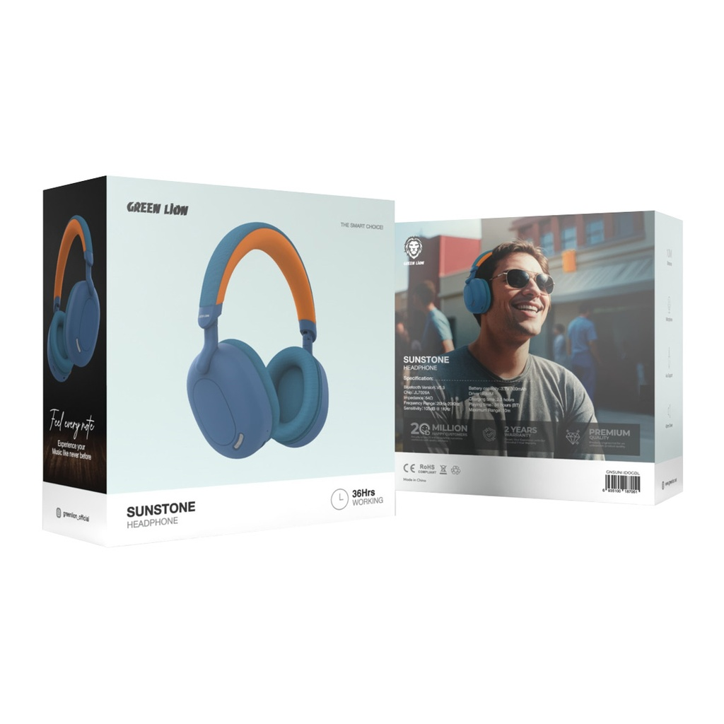 Green Lion Sunstone Headphone - Blue & Orange | GNSUNHDOGBL