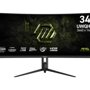 MSI MAG 342CQRF E20 34″ Curved Gaming Monitor, 200Hz WQHD (3440 X1440), 0.5ms GTG, Curve 1500R, Rapid VA