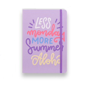 Notebook - Less Monday More Summer - 10.5x7.5cm - Light Purple | D330