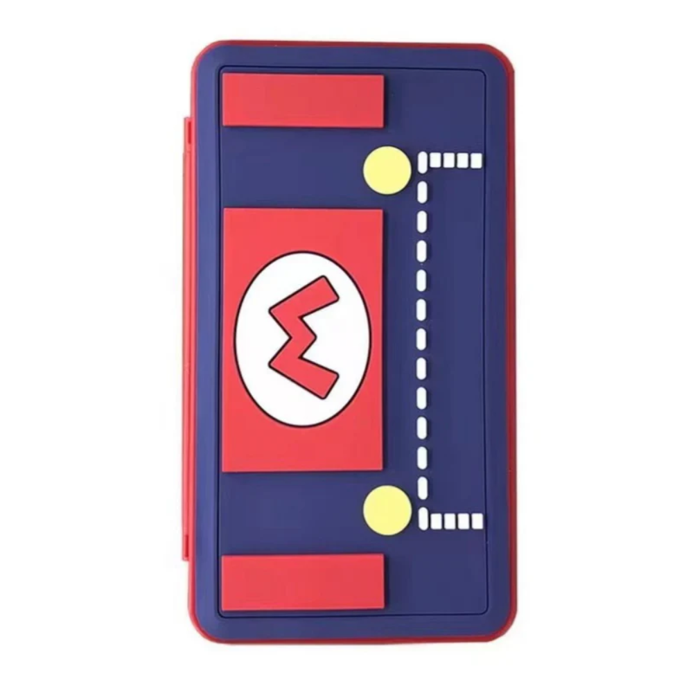 3D Pattern Game Card Case for Nintendo Switch with 24 Game Card Slots and 24 Micro SD Card Slots - Super Mario Blue/Red