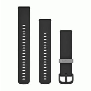 Garmin Quick Release Bands (20 mm) Black Silicone Band 20mm Black With Slate Hardware For VIVOACTIVE 5 | 010-12932-30