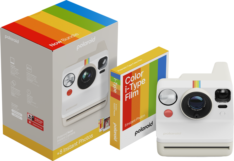 Polaroid Now Generation 3 Instant Camera + Color Film Bundle - Pebble White | POLLSNOWGEN3BUNDLEWHITE