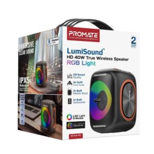Promate Wireless Speaker LUMISOUND HD 40W with RGB Light - Black | STRIKE-40