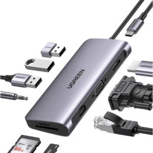 UGREEN 11-in-1 USB-C Multifunction Hub - HDMI 4K + VGA + USB-C/USB-A + RJ45 + SD/TF Card Reader | 45520
