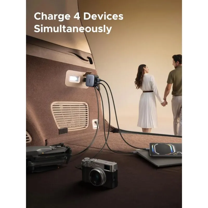 UGREEN Nexode 145W Retractable Car Charger with Built-in USB-C Cable | 55910
