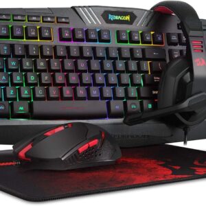 REDRAGON 4-in-1 Gaming Keyboard, Mouse, Headset, Mousepad Combo Set | S101-BA-2
