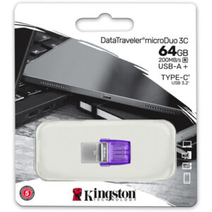 Kingston Digital 64GB Data Traveler Micro Duo USB 3C | DTDUO3CG3/64GB