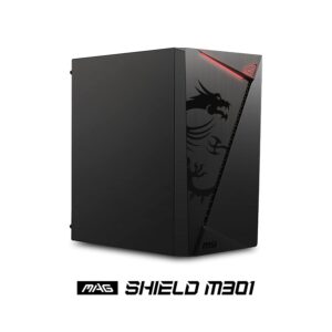 MSI Alloy Steel Mag Shield M301 Micro-ATX Tower Gaming Pc Case (Black,1 X 120Mm Non-Led Fans, USB 3.2 Gen 1 Type-A, M-ATX, Mi