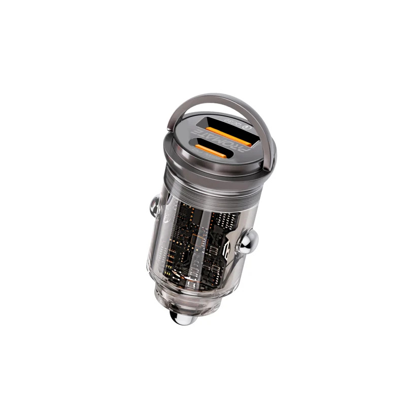 Promate 65W RapidCharge Transparent Mini Car Charger | TRANSDRIVE-65W