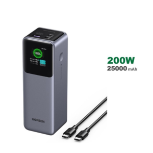 UGREEN Power Bank 200W 3 Ports, 25000 mAh for Laptops, MacBooks, Smartphones, Tablets, ipads ;TFT Smart Digital Display | 355