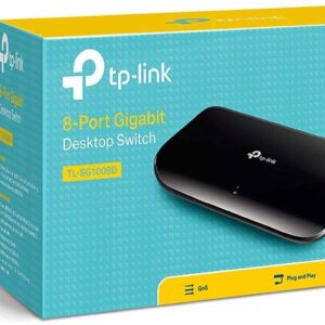 TP-Link 8 Port Gigabit Ethernet Network Switch | Plug and Play | Desktop or Wall-Mount | Plastic Case Ethernet Splitter | Fan