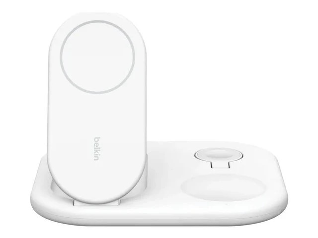 Belkin BoostCharge Pro 3-in-1 Magnetic Foldable Wireless Charging Stand with Qi2 15W – White | WIZ029VFWH