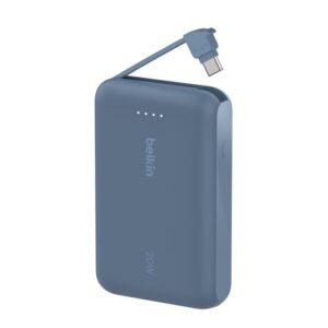 Belkin BOOSTCHARGE 10K Power Bank with Integrated USB-C Cable – Blue | BPB021HQBL