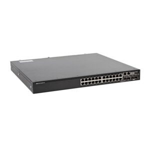 Dell EMC N3024ET-ON Switch, 24x 1GbT, 2x SFP+ 10GbE, 2x GbE SFP combo ports, L3, Stacking, IO to PSU air,1x AC PSU Switch