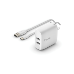 Belkin Boost Charge 24W Dual USB Type-A Wall Charger with USB Type-C Cable | WCE001DQ1MWH