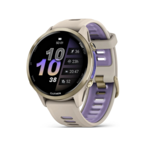 Garmin Forerunner 970 Smart Watch- Soft Gold Titanium with French Grey Case and French Grey/Translucent Indigo Band | 010-029