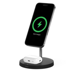 Belkin Boost Charge pro 2-in-1 Wireless Charger Stand with Official MagSafe Charging 15W | WIZ010VFBK