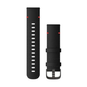 Garmin Quick Release Leather Band 22mm - Black Leather with Slate Hardware - for Vivoactive 4 | 010-12932-25