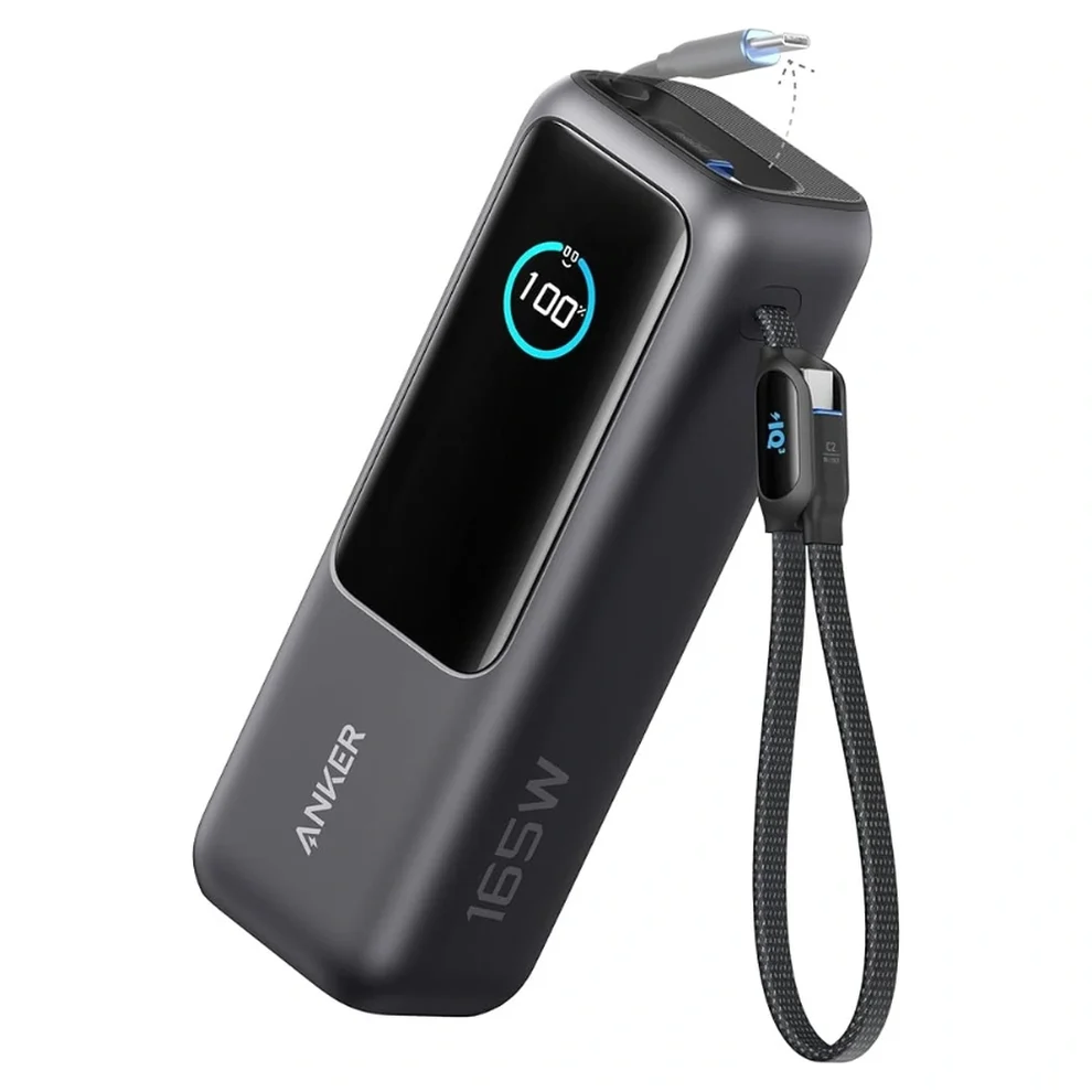 Anker Laptop Power Bank 25K 165W with Built-In & Retractable Cables