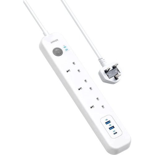 Anker PowerExtend 6-IN-1 (USB-C and PowerPort Strip) Charger with 6ft Long Extension Cord, White | AN.A9136K21.WT