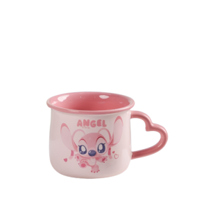Cartoon Angel Ceramic Mug with Heart Handle Cute Kids Coffee Cup – Pink | ALJY23-100A